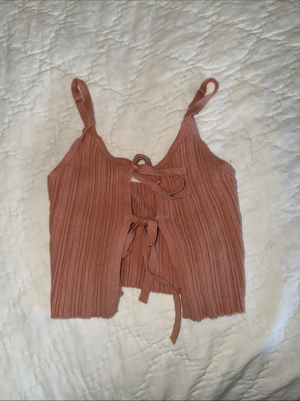Ribbed Tie-Front Crop Top